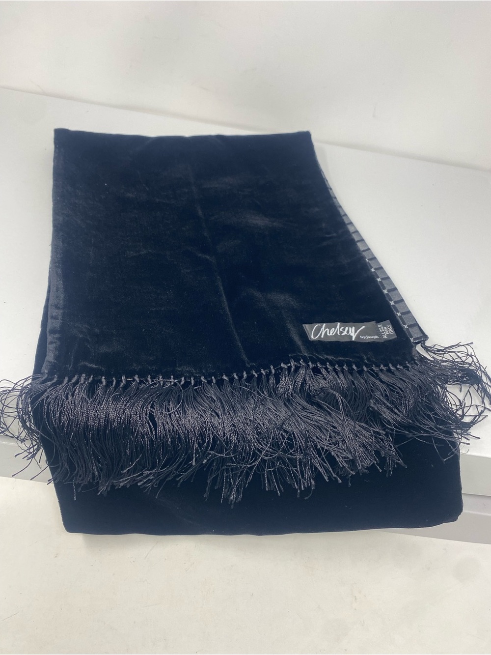 Chelsey By Joseph NIB Black Velvet Reversible Vintage Elegant Silk Italian Scarf